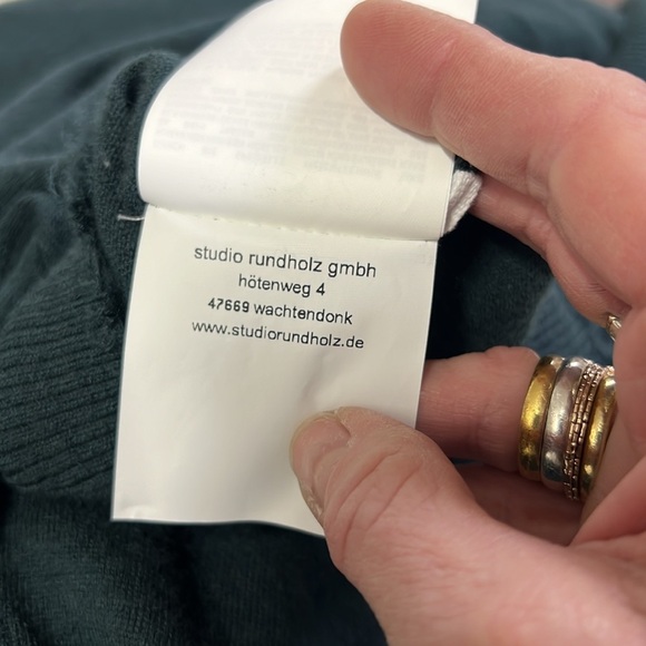 Rundholz Teal Oversized Drop Sleeve Hi/Low Distressed Hemline Sweater M - Picture 13 of 14